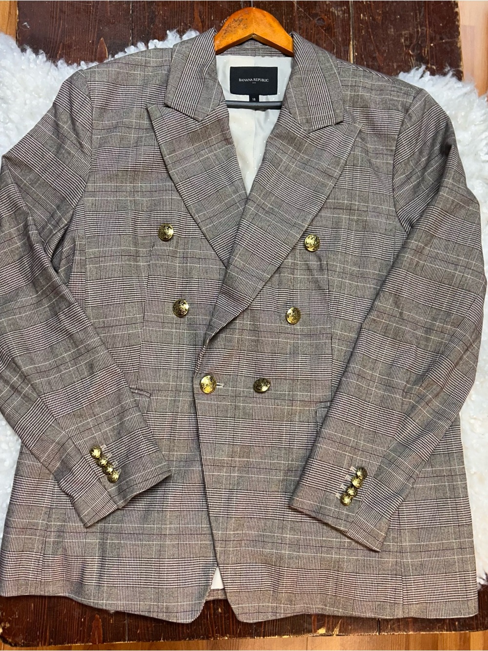 Banana Republic double breasted blazer size 18 houndstooth plus career